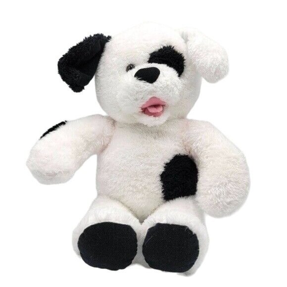 Build A Bear Dog Plush White Black 18" Black Ears Eye Patch Cookies & Cream - Picture 1 of 10